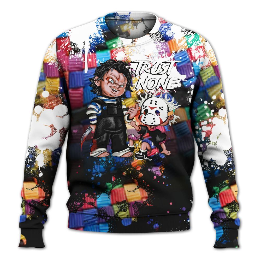 Sweatshirt To Match Air Rainbow Weave - Trust No One Scary All Over Print