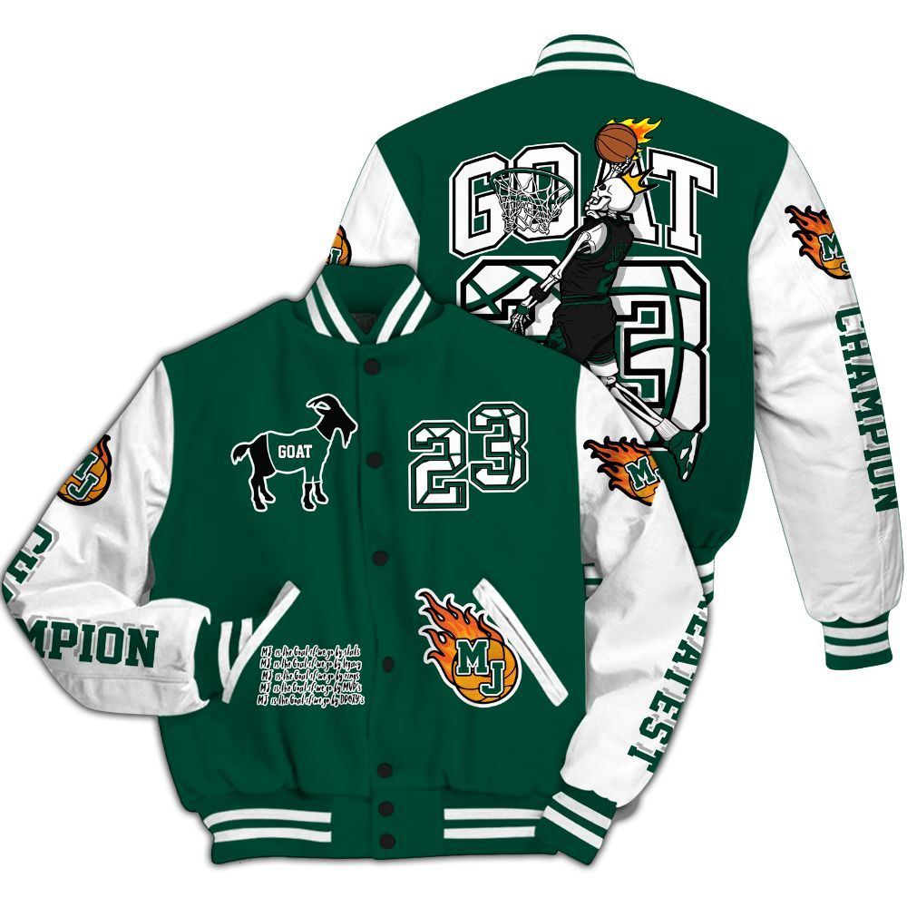 Varsity Jacket To Match Oxidized Green 4s - 23 G.0.A.T Jump Up Basketball All Over Print