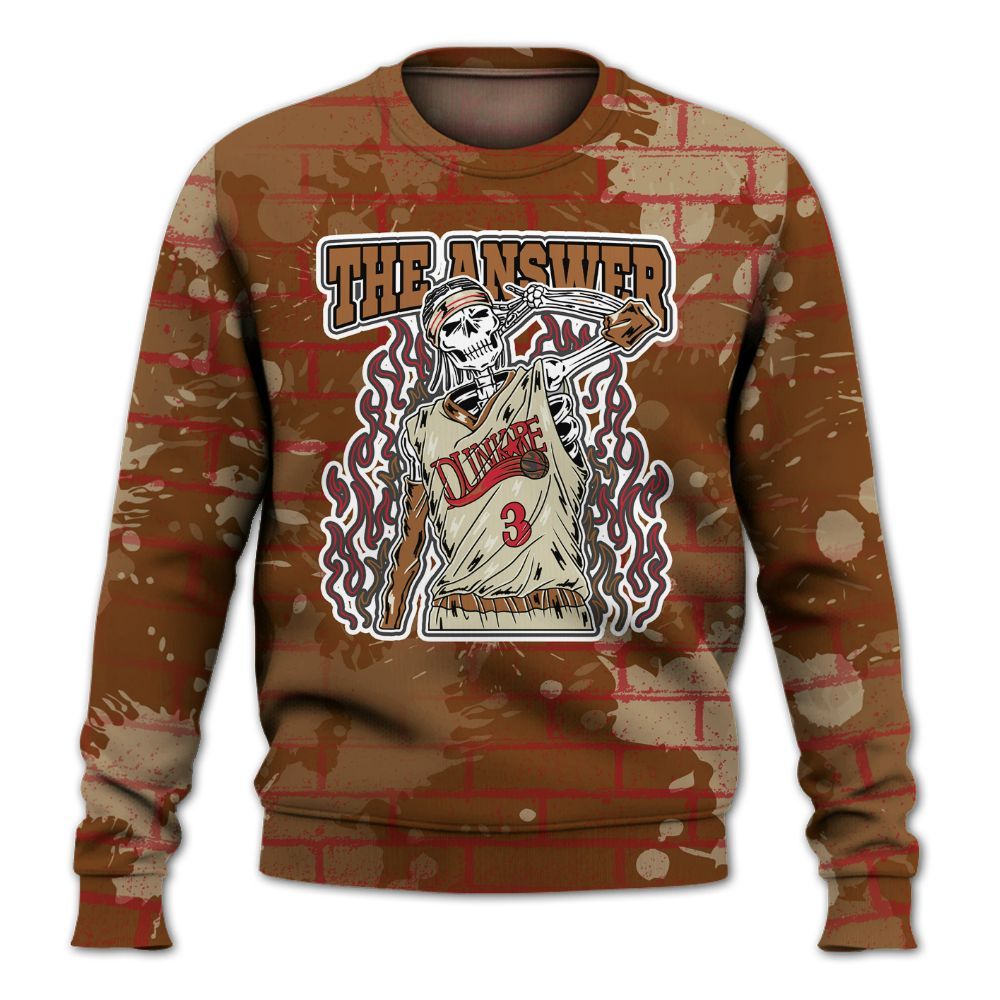 Sweatshirt To Match Archaeo Brown 5s - Allen Answer Skeleton Brick All Over Print