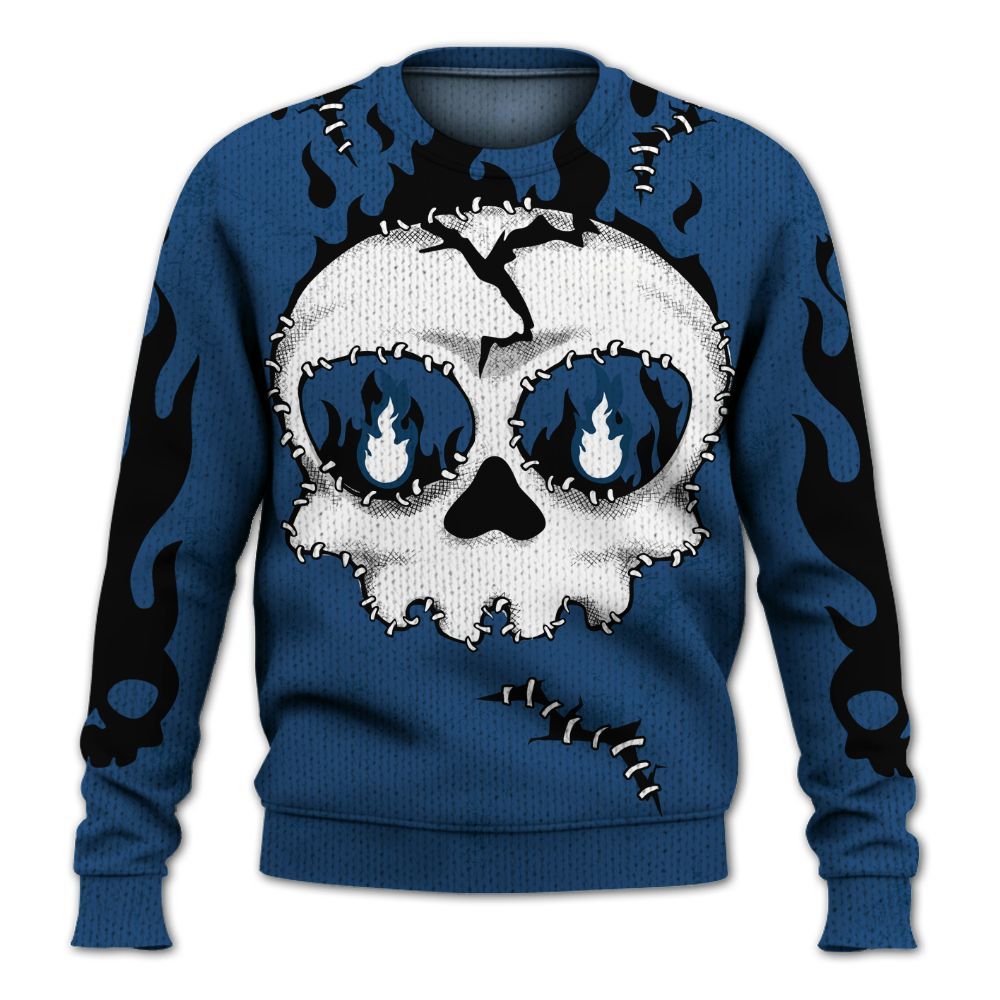 Knitted Sweater To Match High OG Midnight Navy 1s - Cracked Skull Stitches