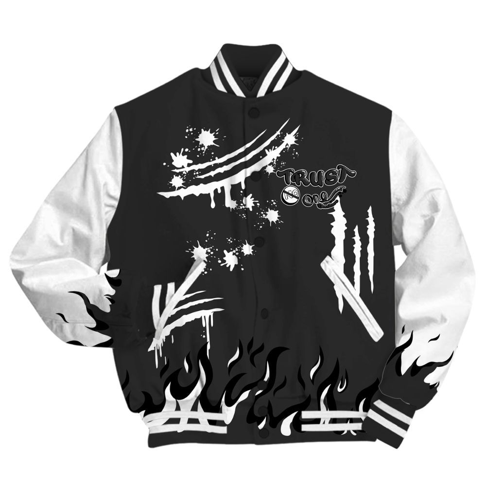 Varsity Jacket To Match White Thunder 4s - Graphic Trust No One All Over Print