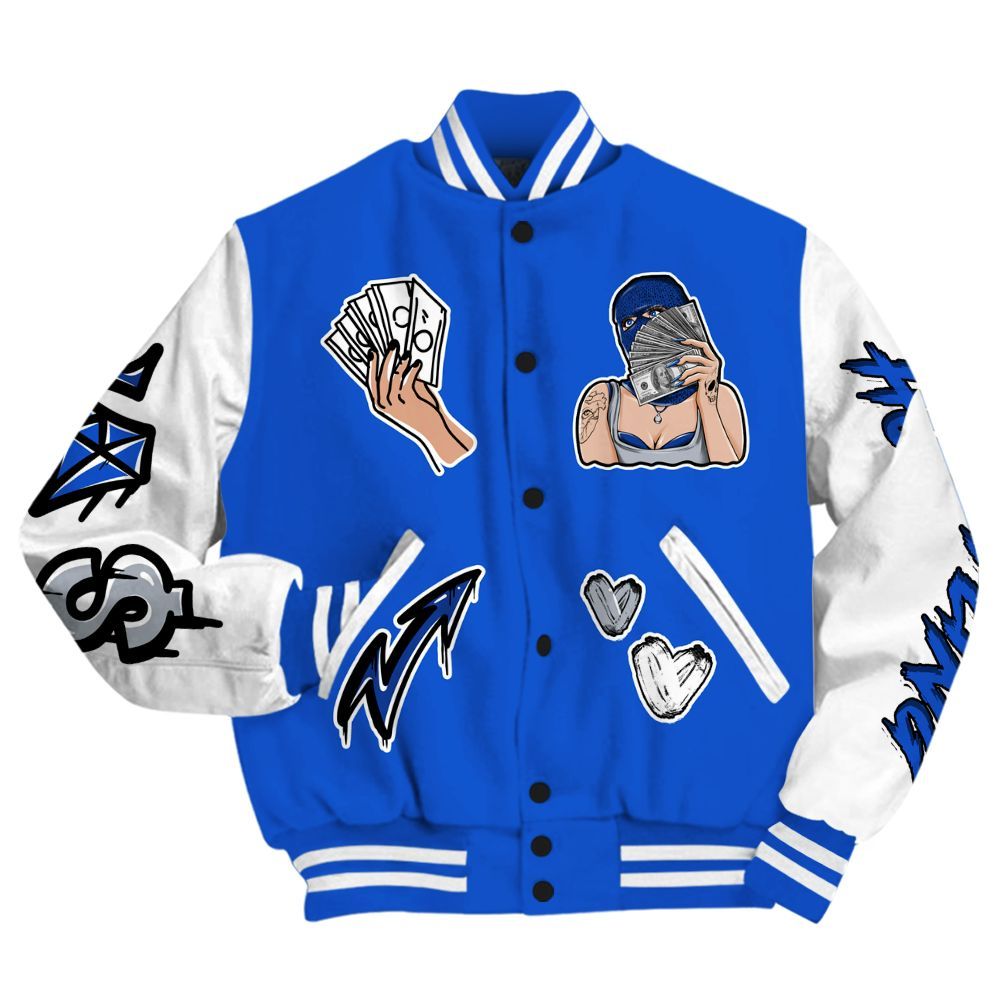 Varsity Jacket To Match Air Foamposite One Royal - Hustling Unique All Over Print