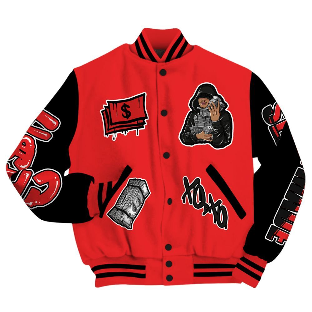Varsity Jacket To Match Red Thunder 4s - Selfmade Unique All Over Print