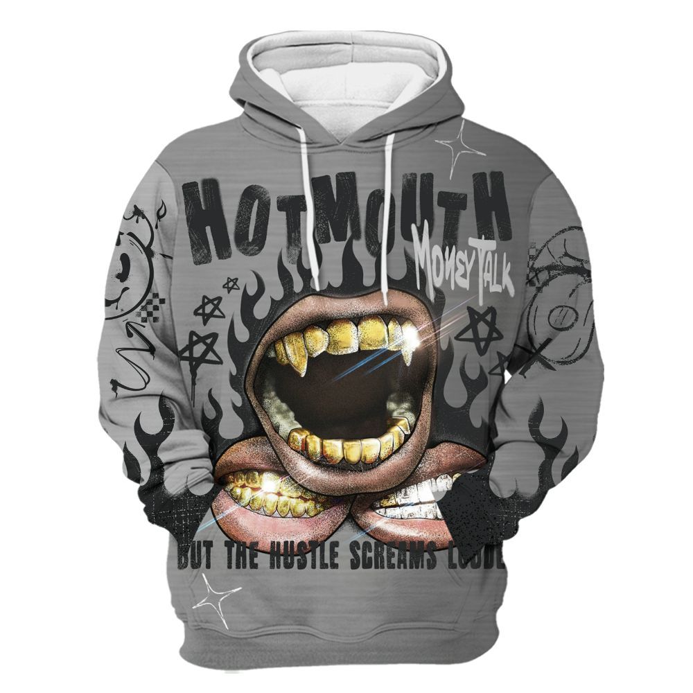 Hoodie To Match Metallic Silver 14s - Mouth Burning Street Style All Over Print