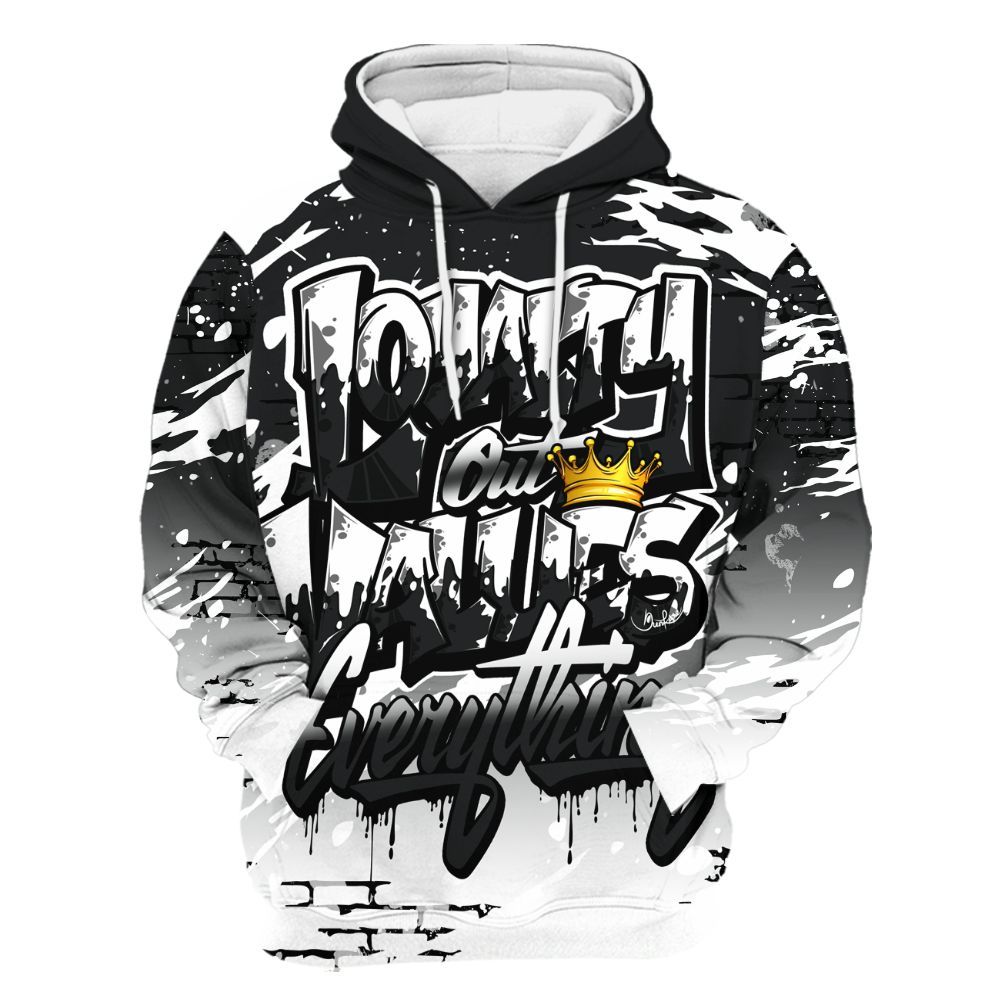 Hoodie To Match Low 85 Metallic Black 1s - Values Of Loyalty Drip All Over Print