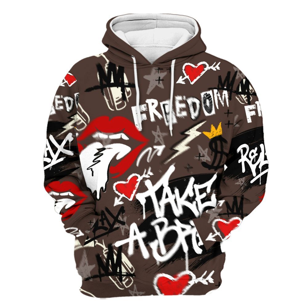 Hoodie To Match SoleFly Cafecito 12s - Take Break Freedom Graffiti Streetwear All Over Print