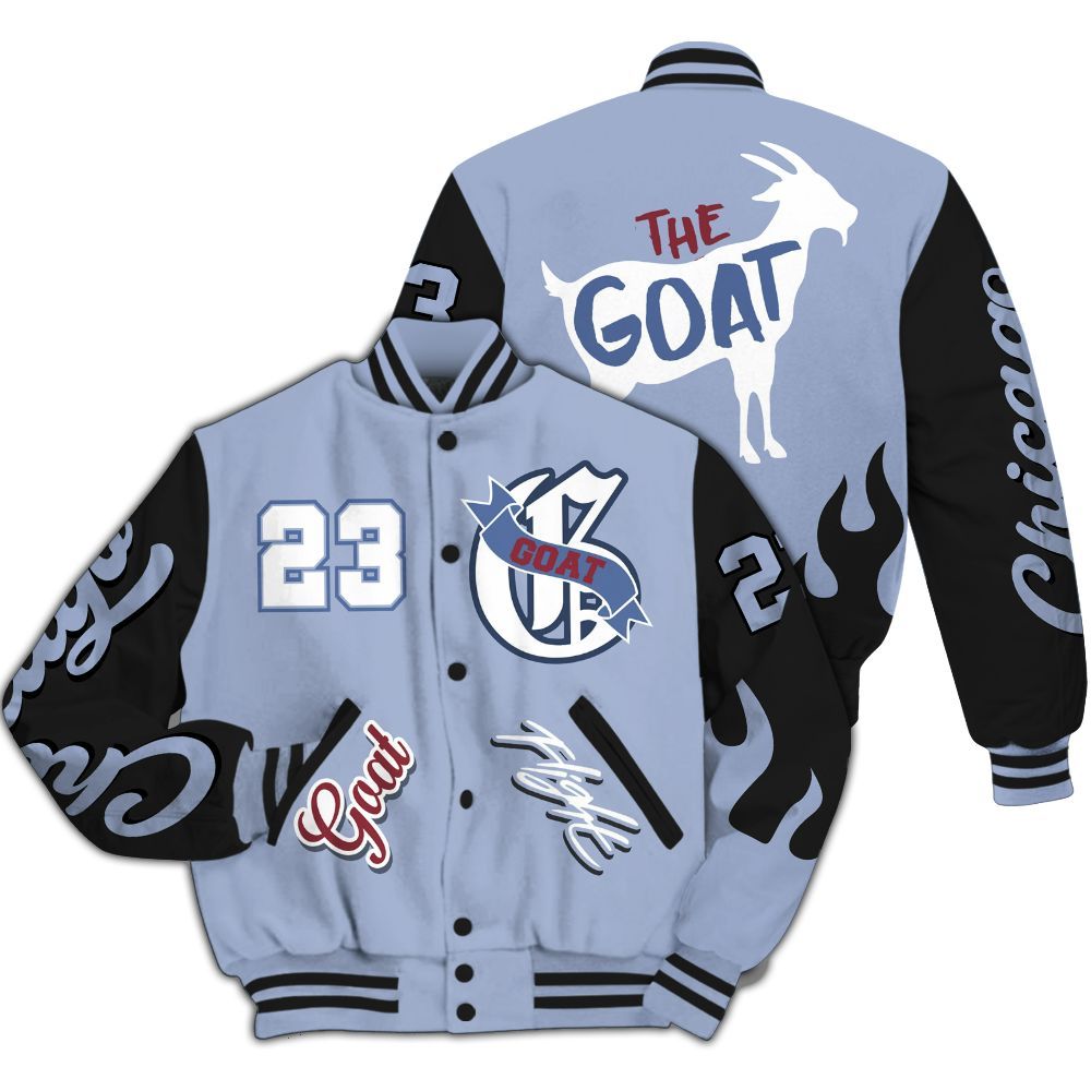 Varsity Jacket To Match Black Metallic 5s Shirt - The G.O.A.T Flight Streetwear All Over Print