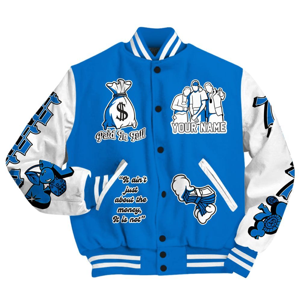 Varsity Jacket To Match Blueberry 12s - Paid In Full Baseball Varsity Jacket Custom Name All Over Print