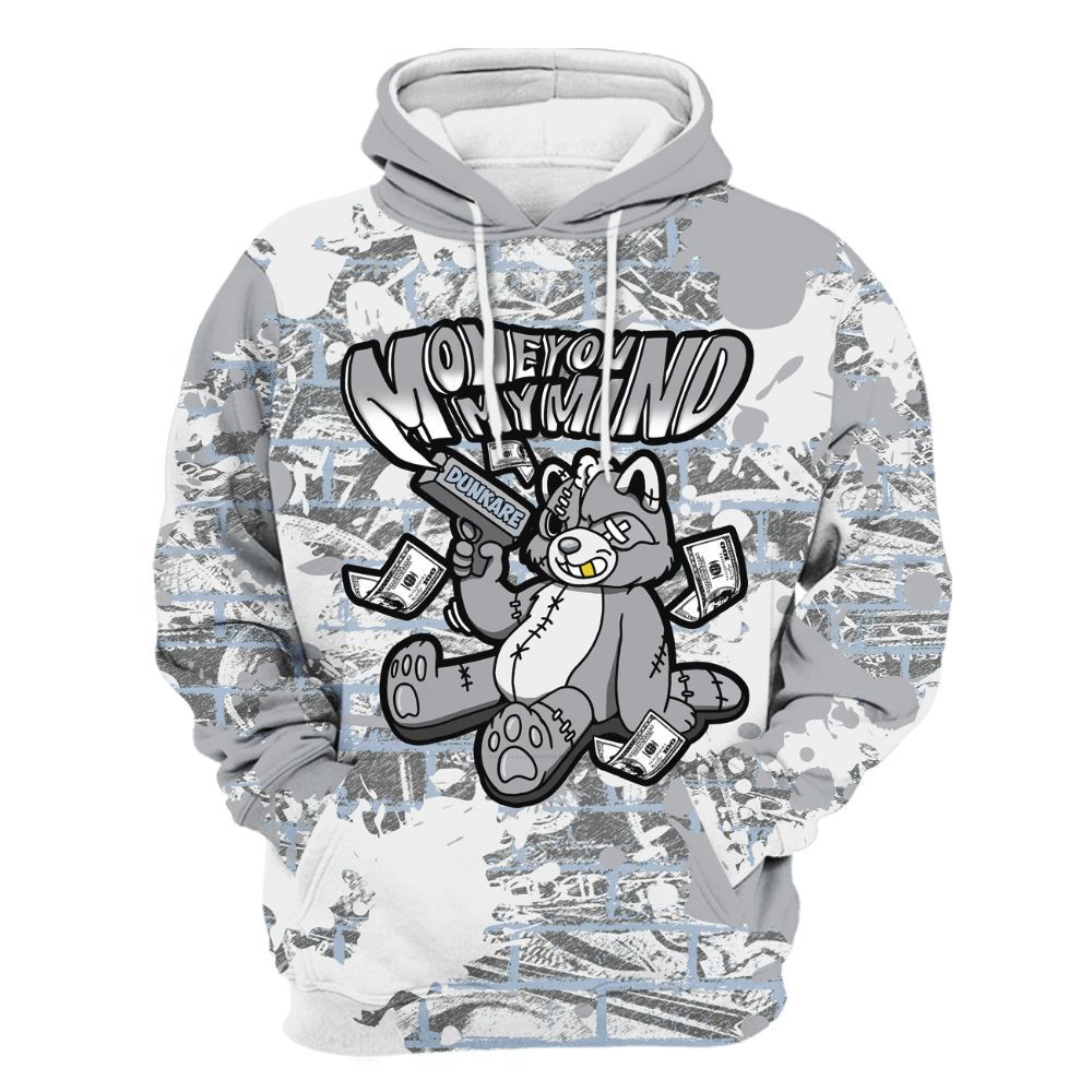 Hoodie To Match Low OG Wolf Grey 1s - Money On My Mind Raccoon Brick All Over Print