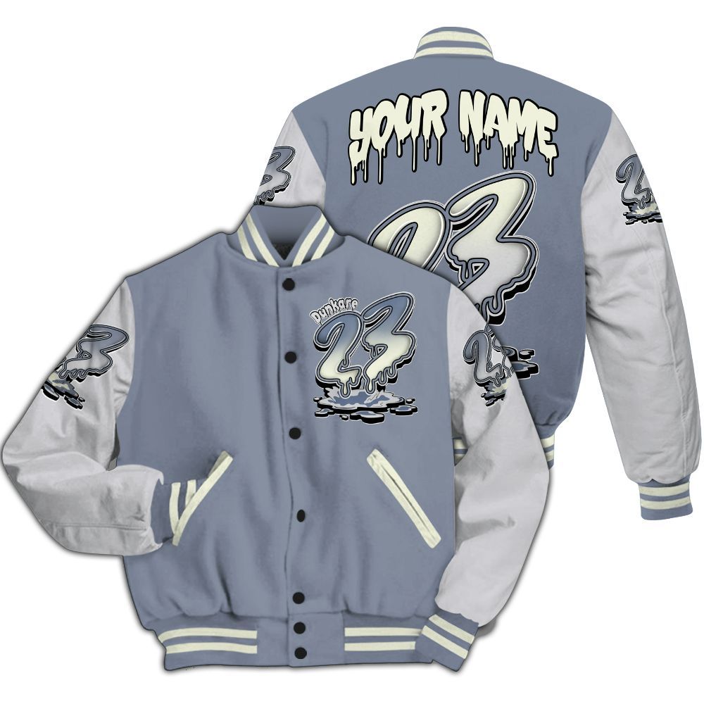 Varsity Jacket To Match Retro High OG Cool Grey 1s - Custom Name 23 Drip All Over Print