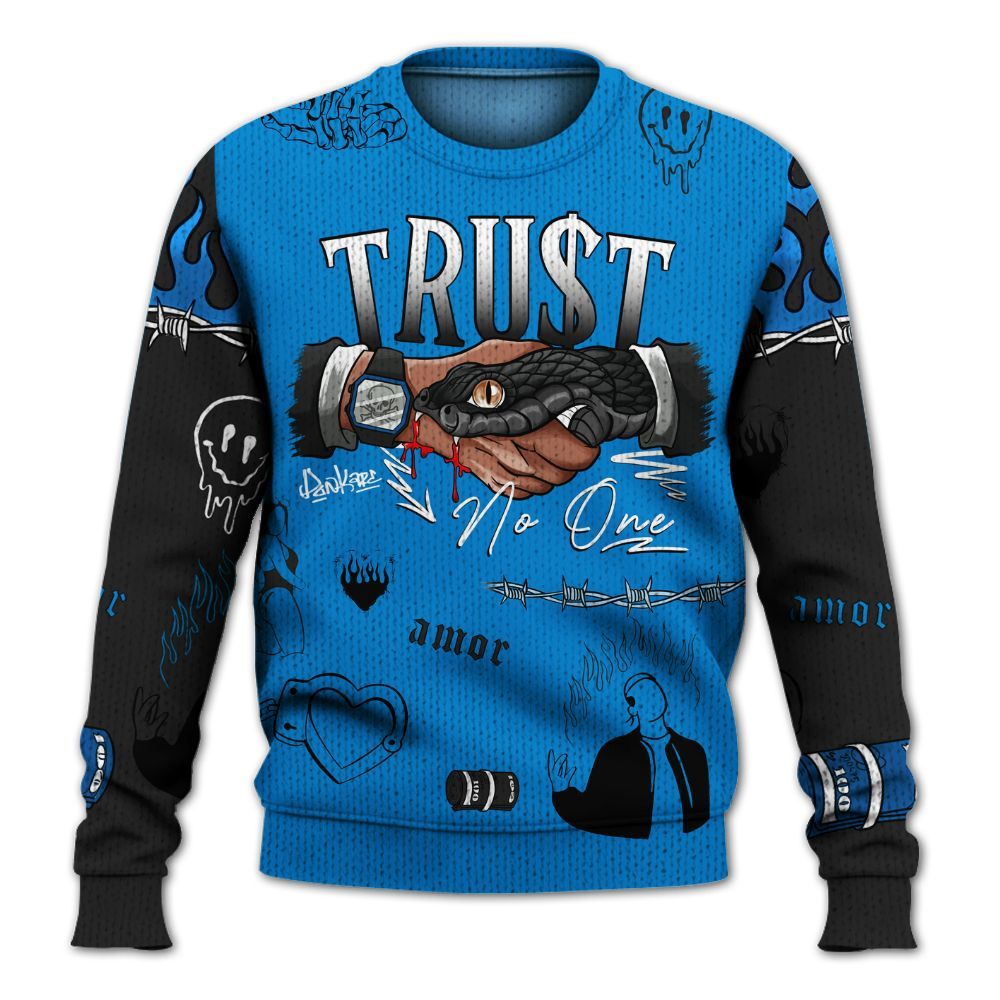 Sweater To Match High OG FragmentxULA White Black 1s - Snake Trust No One Graphic