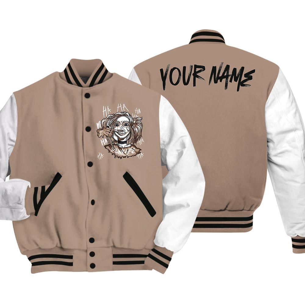 Varsity Jacket To Match Varsity Jacket Custom Name Bad Girl HAHA, OG Latte 1s - To Match Sneaker OG Latte 1s 2504 NCT