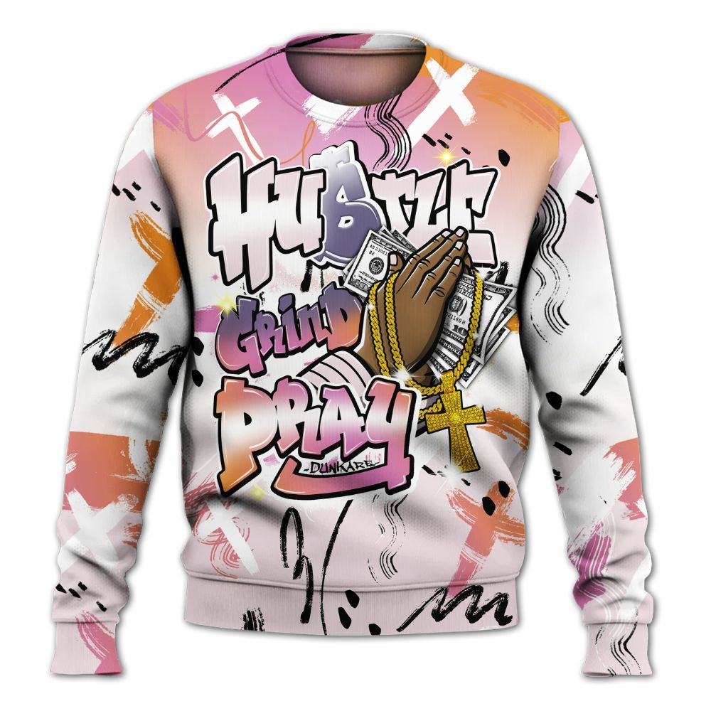 Sweatshirt To Match Book Sunrise 1s - Money Hustle Grind Pray All Over Print