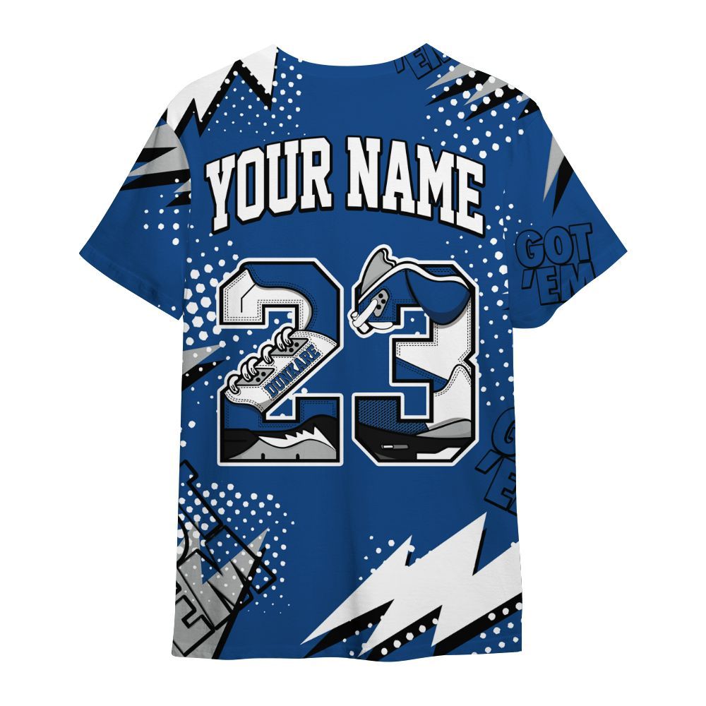 Shirt To Match Air Ship Royal Blue - Custom Name Number 23 5s All Over Print