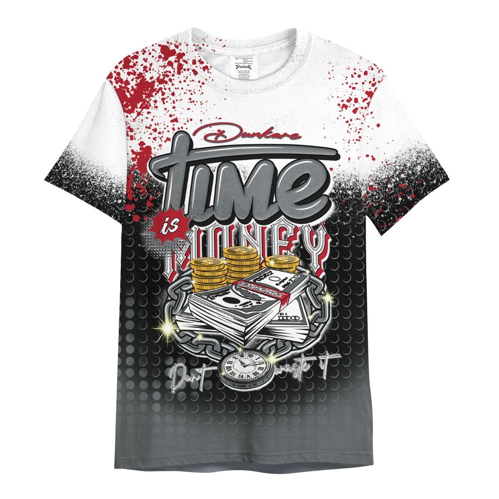 Shirt To Match Retro Fire Red 9s - Halftone Time Is Money All Over Print