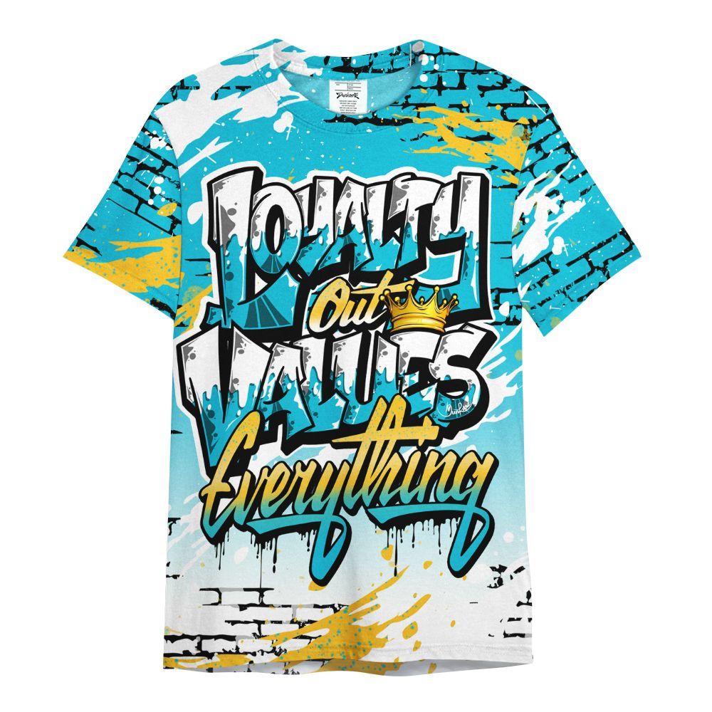 Shirt To Match Retro Aqua 5s - Values Of Loyalty Drip All Over Print