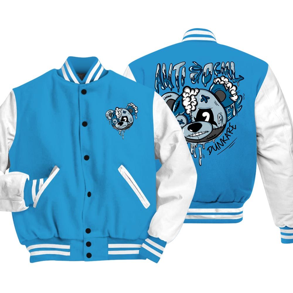 Varsity Jacket To Match Powder Blue 9s Vasity Jacket - Hate Social Bear Vasity Jacket Unisex