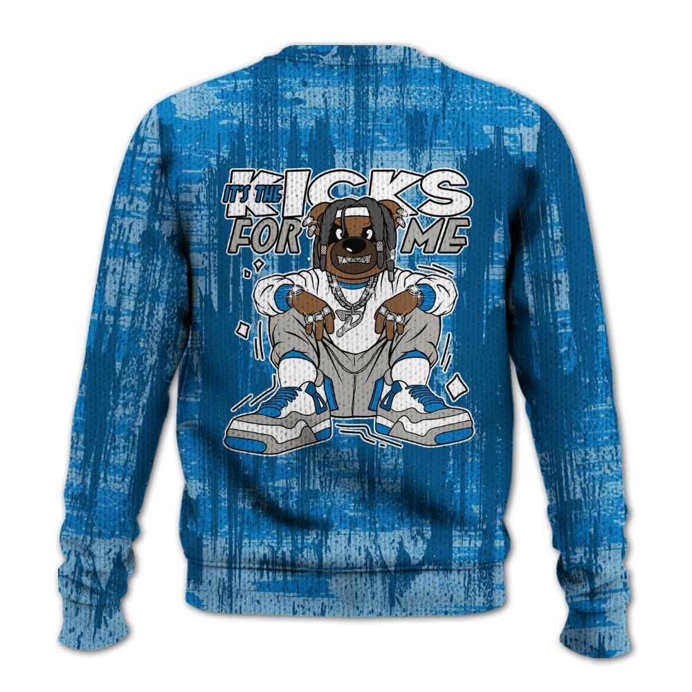 Knitted Sweater To Match Industrial Blue 4s - Sneakers Bear Glitch Art