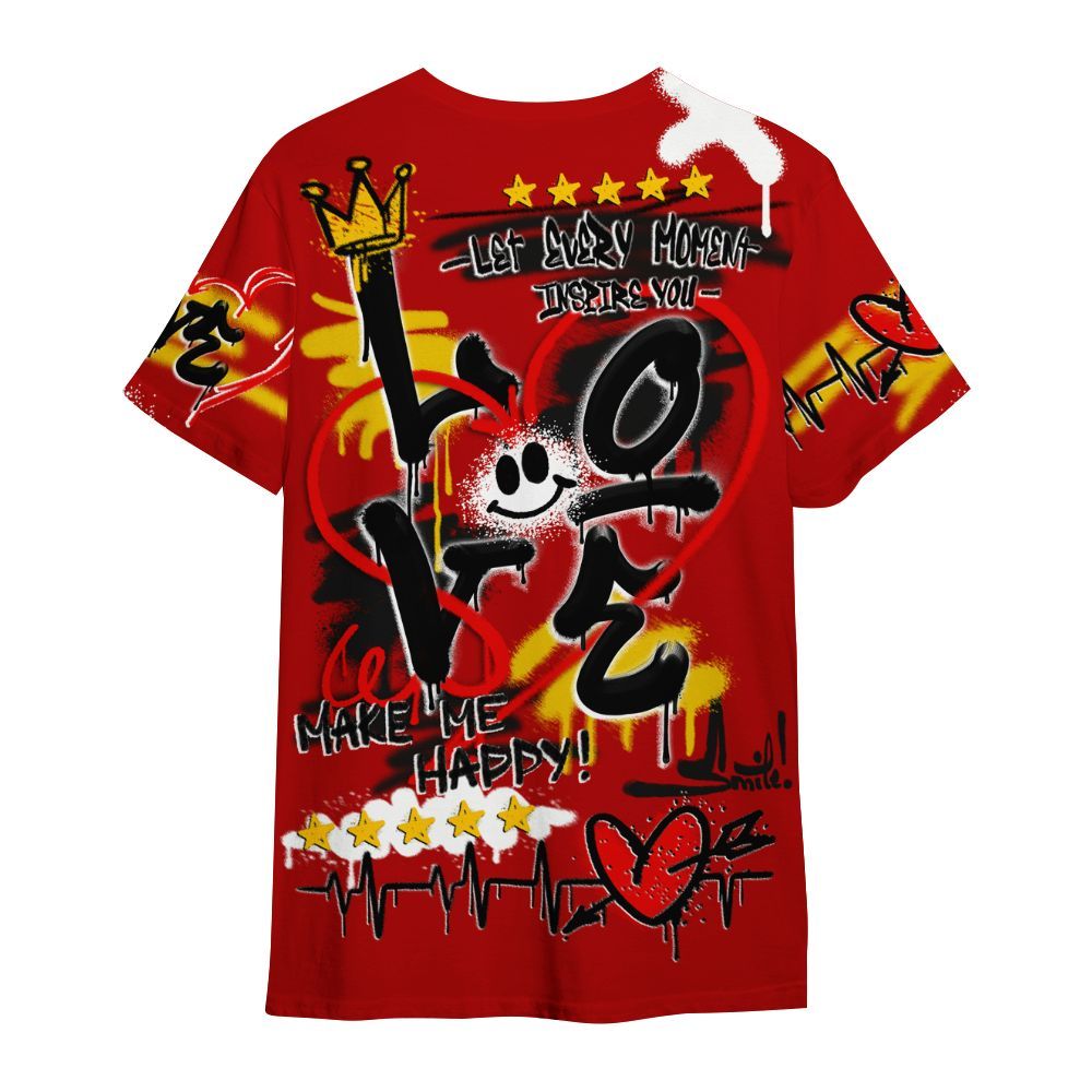 Shirt To Match Low Lucky Cat 1s - Happy Love Beats Graffiti Streetwear All Over Print