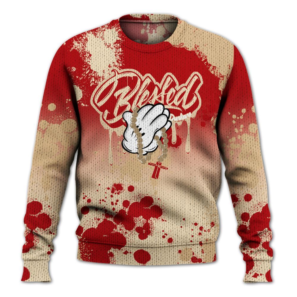 Knitted Sweater To Match Dunk Low Strawberry Waffle - God Blessed Dripping