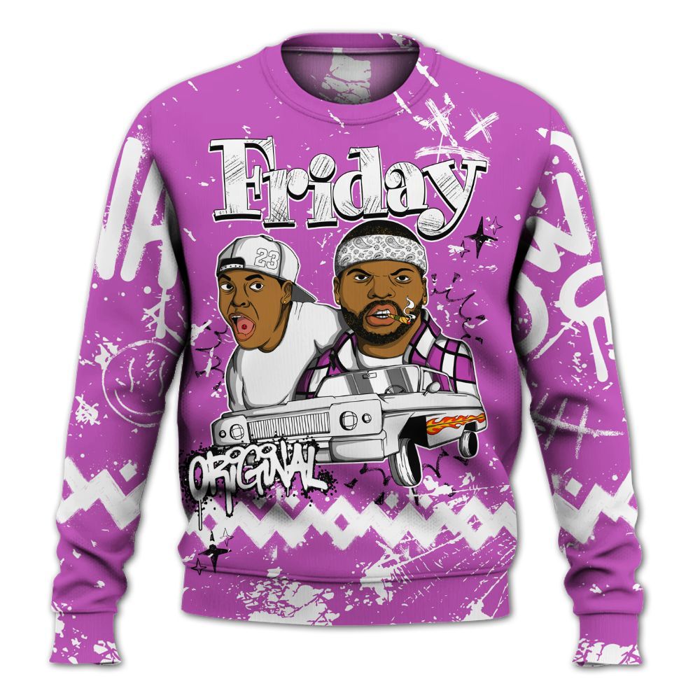 Sweatshirt To Match Hyper Violet 4s - Friday Sneaker Crayon All Over Print