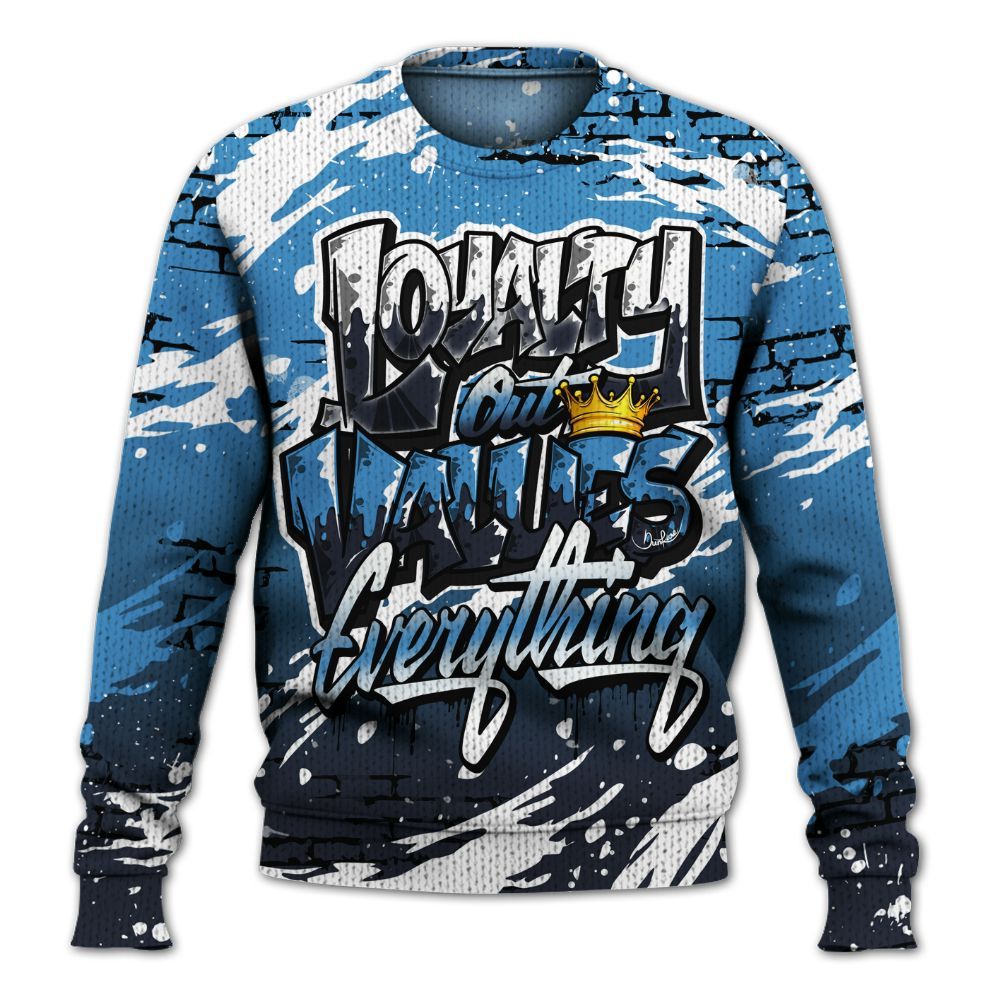 Knitted Sweater To Match Low OG Obsidian 1s - Values Of Loyalty Drip