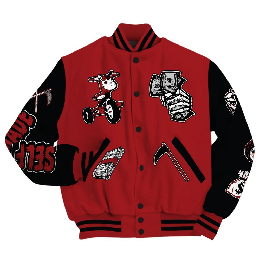 Varsity Jacket To Match Alternate Flu Game 12s - Self Make Skeleton All Over Print