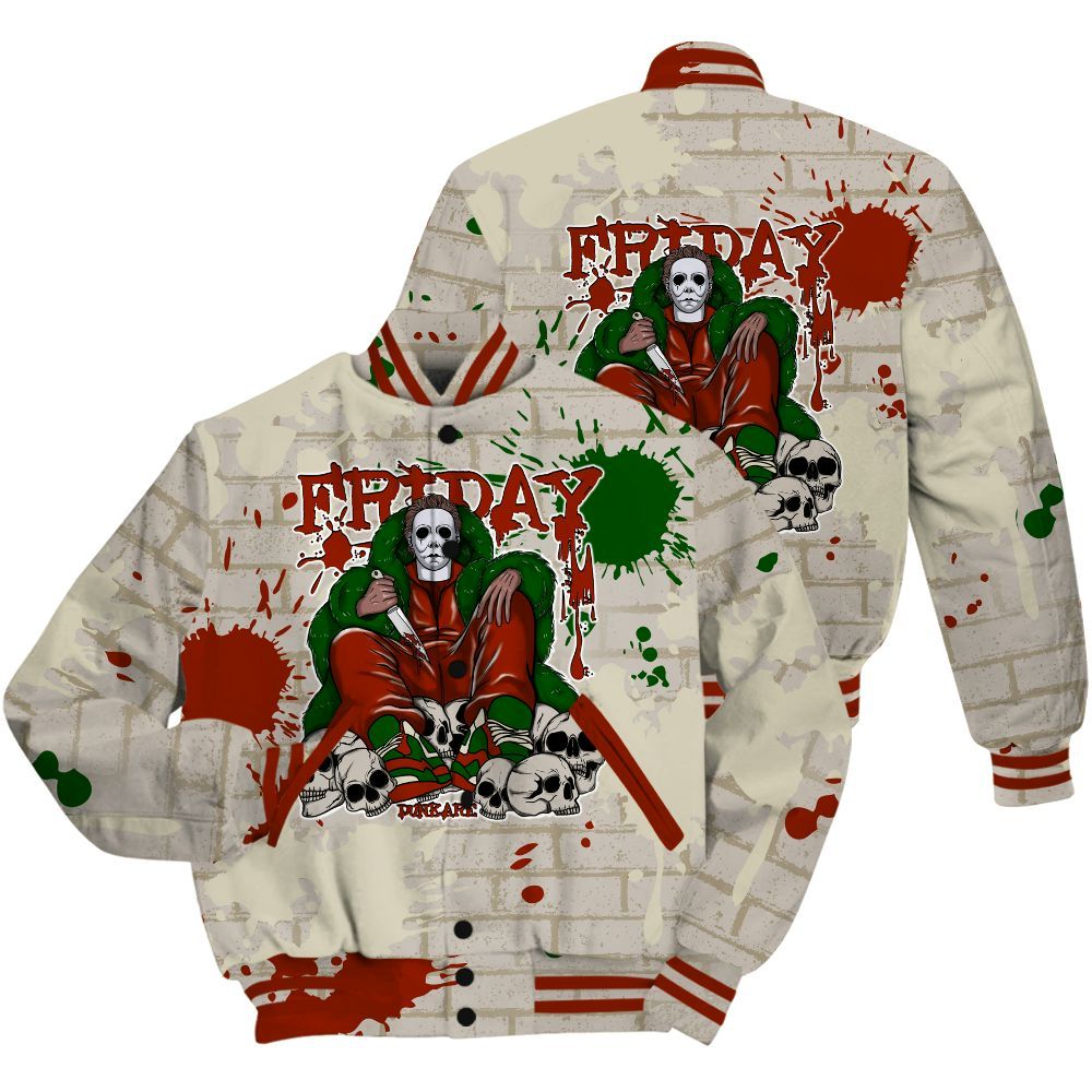 Varsity Jacket To Match El Grito 5s Shirt - Friday Brick All Over Print