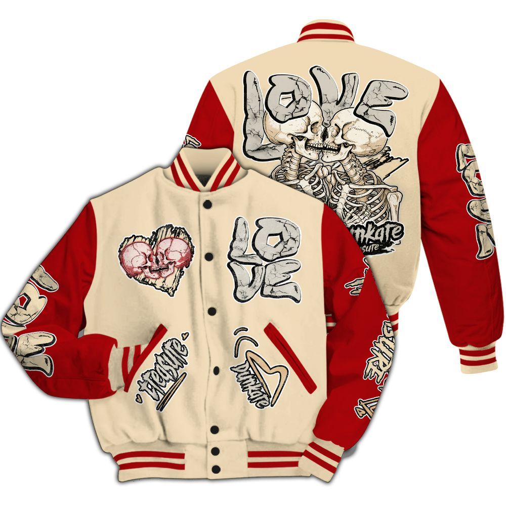 Varsity Jacket To Match Dunk Low Strawberry Waffle - Skull Bear All Over Print