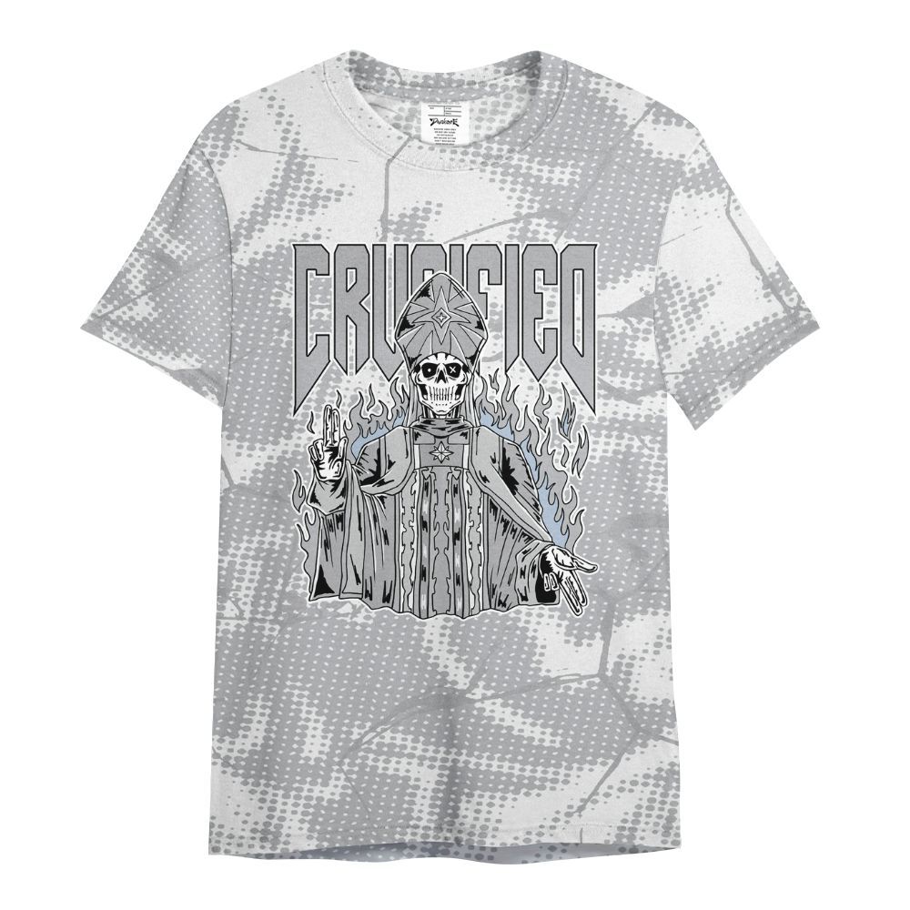 Shirt To Match Low OG Wolf Grey 1s - Crucified Skeleton Crack All Over Print