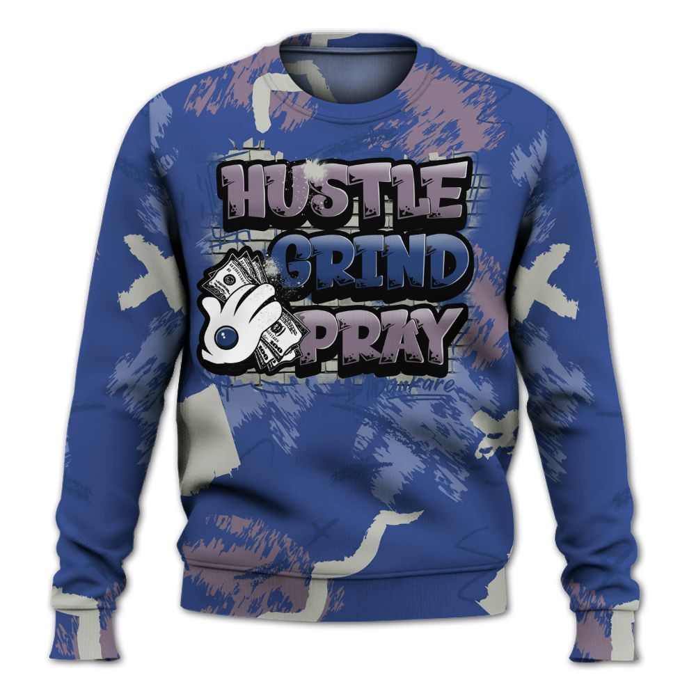 Sweatshirt To Match Low OG Voodoo Alternate 1s - Hustle Grind Pray Graphic Street Style All Over Print