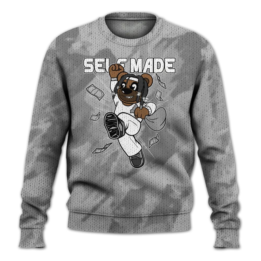 Knitted Sweater To Match Black Wolf Grey 12s - Autonomous Bear Abstract Halftone