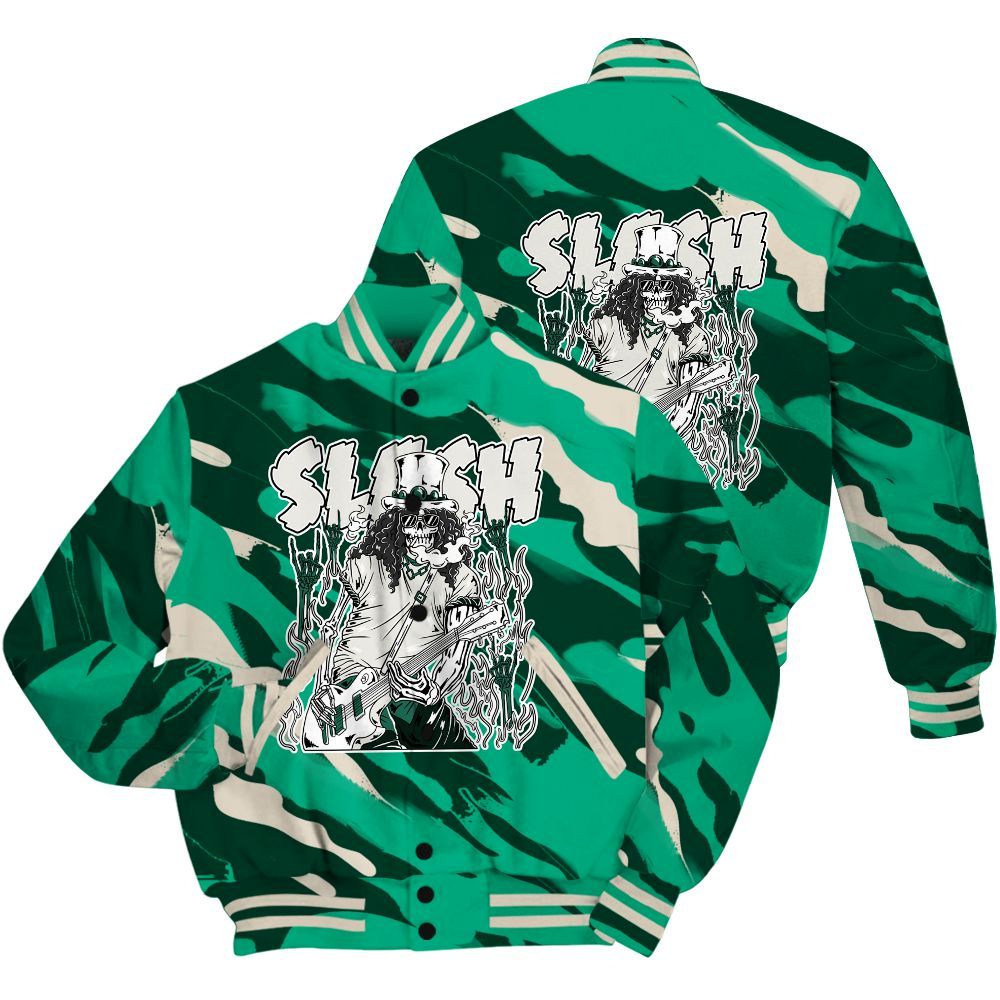 Varsity Jacket To Match Oxidized Green 4s Shirt - Slash Skeleton Colored All Over Print