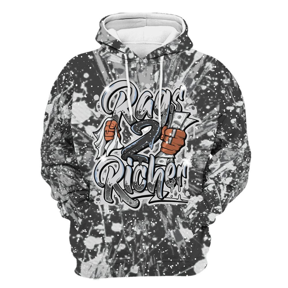 Hoodie To Match Reverse Black White 6s - Rag 2 Rich Graphic Luxury All Over Print