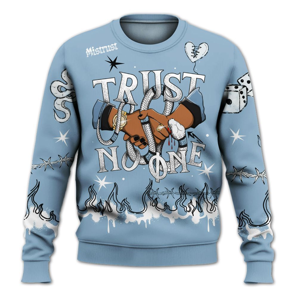 Sweatshirt To Match High University Blue 1s - Trust No One Snake-Bite Doodle Crayon All Over Print