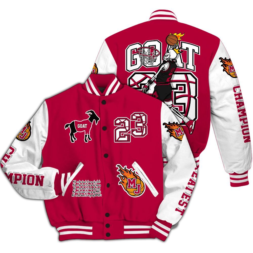 Varsity Jacket To Match Retro Chicago 2s - 23 G.0.A.T Jump Up Basketball All Over Print