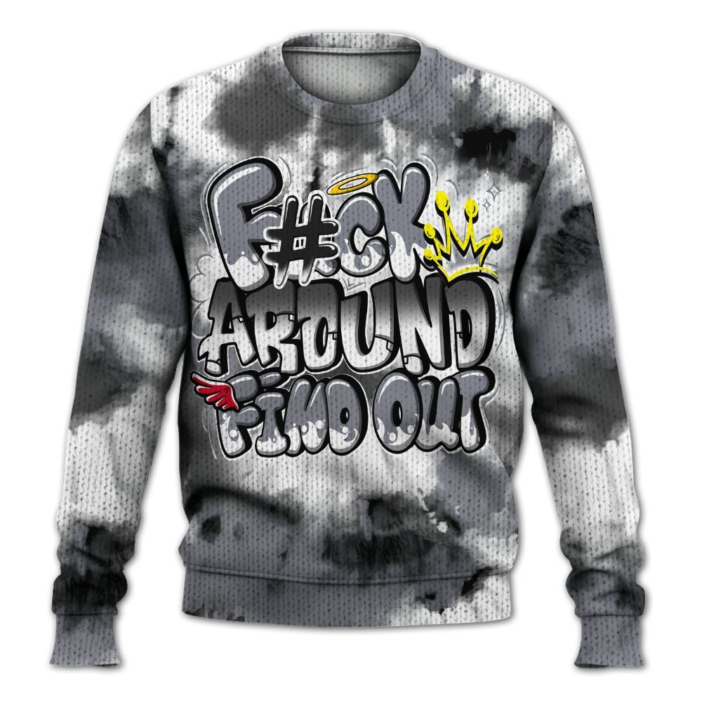 Knitted Sweater To Match Retro Black Flint 13s - Tie Dye FK Around Find Out