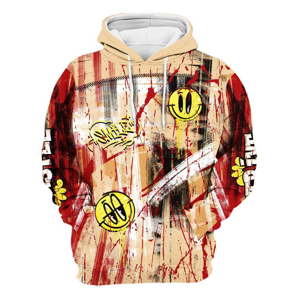 Hoodie To Match Dunk Low Strawberry Waffle - Money Skull Smile Fire All Over Print