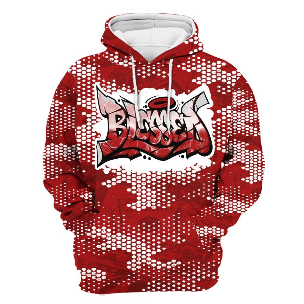 Hoodie To Match Red Taxi 12s - Blessing Graphic Banknotes All Over Print