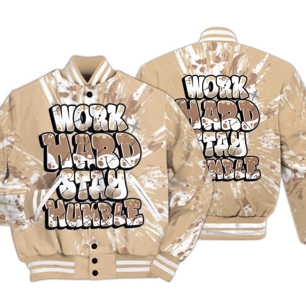 Varsity Jacket To Match Desert Camo 3s - Working Hard And Humble Luxury Varsity Jacket Unisex