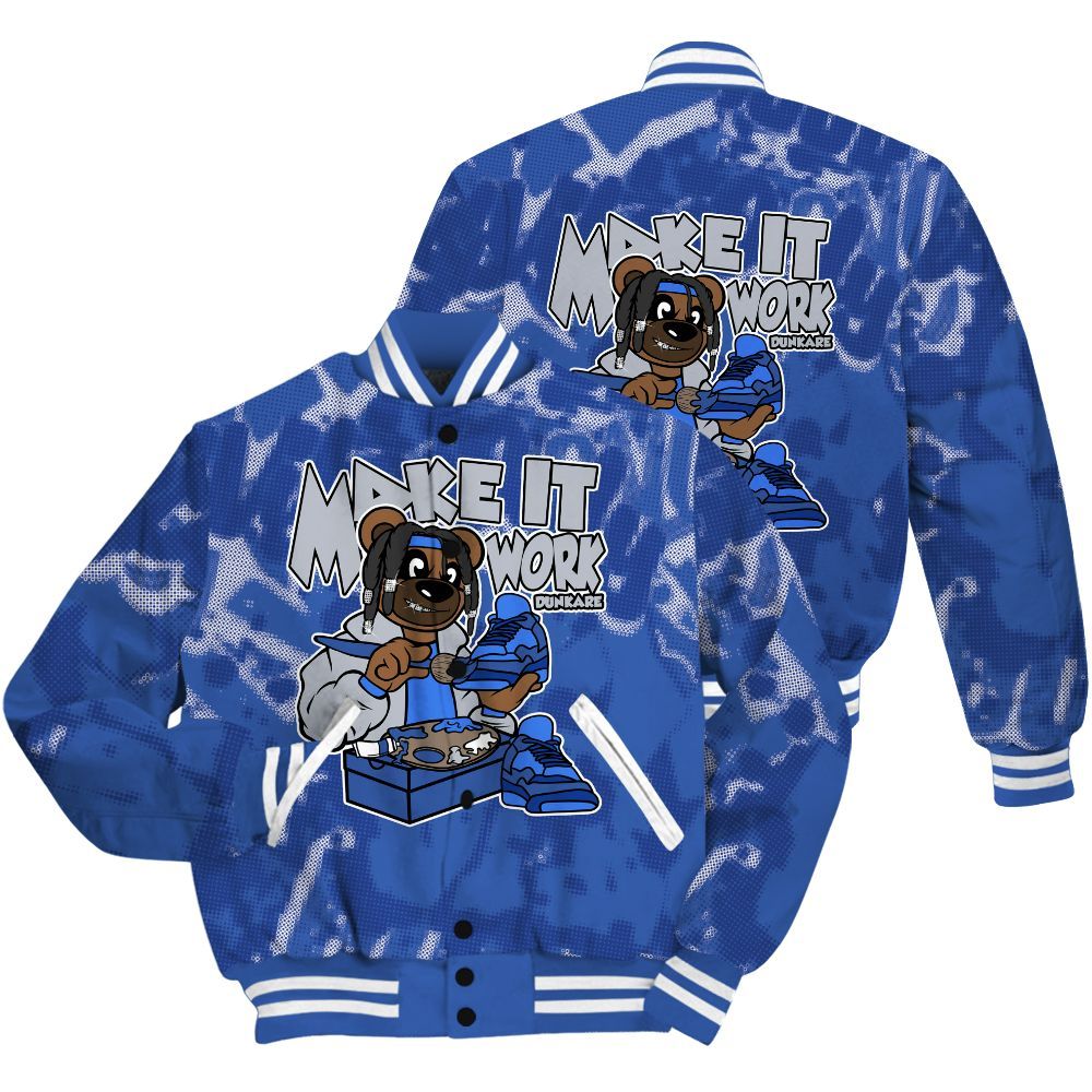 Varsity Jacket To Match Air Foamposite One Royal Shirt - Pull It Off Bear Street All Over Print