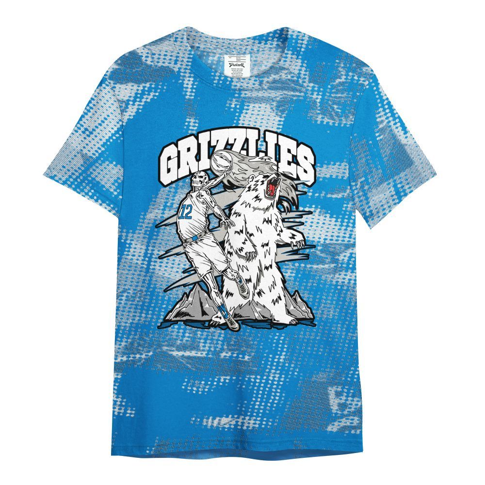 Shirt To Match Industrial Blue 4s - Grizzly Bear Skeleton Brown Sugar All Over Print