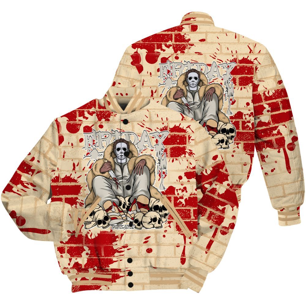 Varsity Jacket To Match Dunk Low Strawberry Waffle Shirt - Friday Brick All Over Print