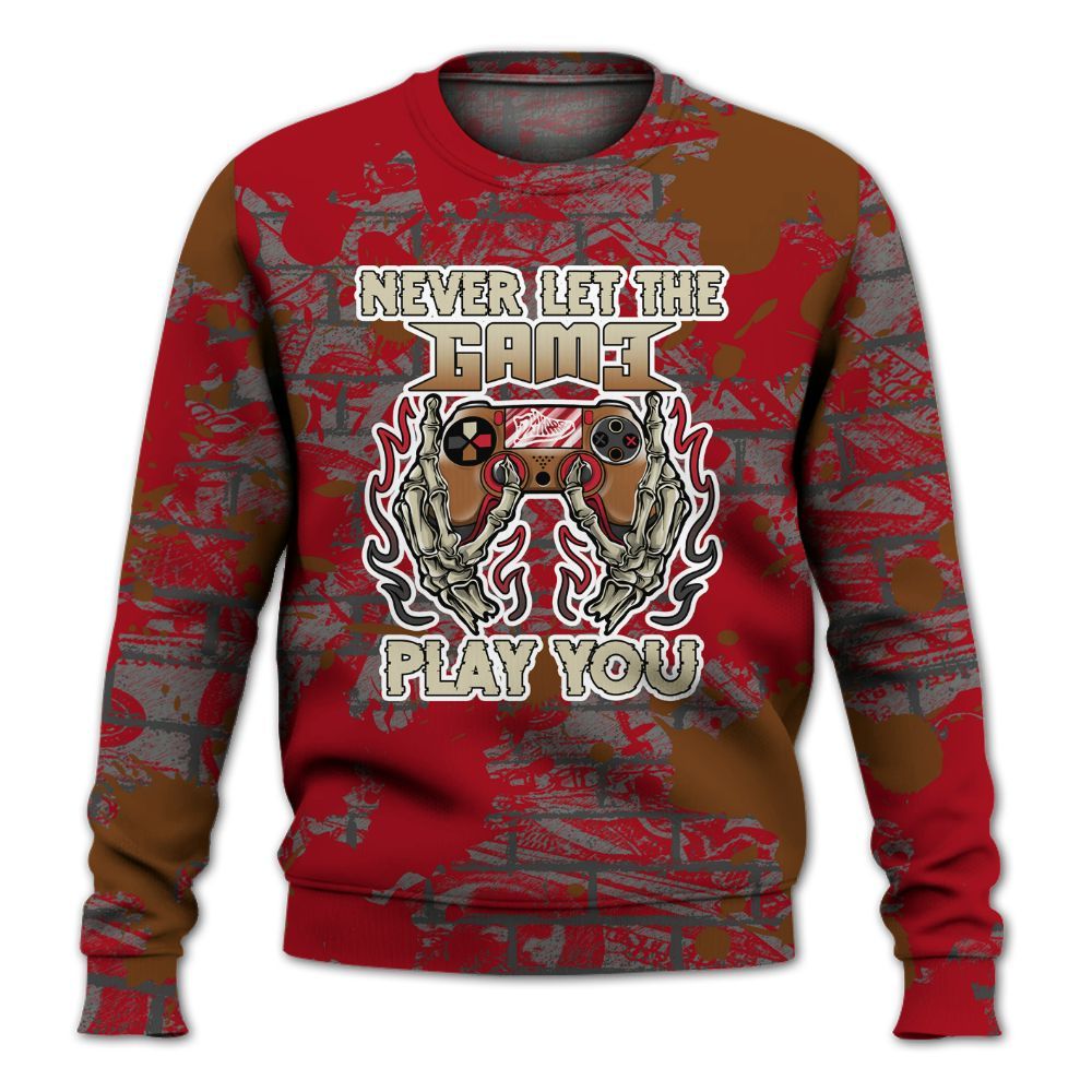 Sweatshirt To Match Archaeo Brown 5s - PlayGame Skull Brick All Over Print
