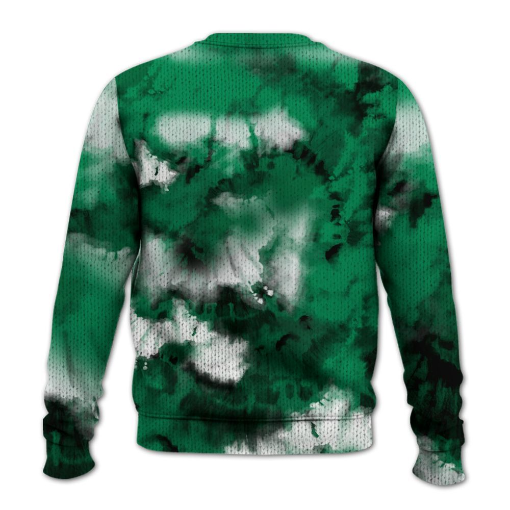 Knitted Sweater To Match Mid Lucky Green 1s - God Blessed Tie Dye