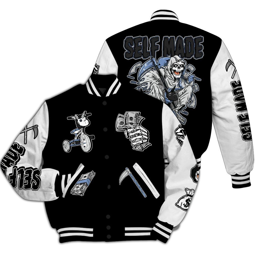 Varsity Jacket To Match Mid Space Jam 1s - Self Make Skeleton All Over Print