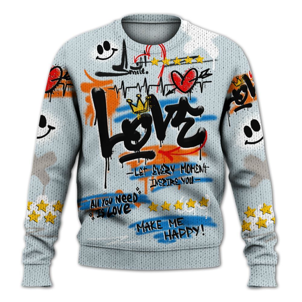 Sweater To Match Retro High OG Alaska 1s - Happy Love Beats Graffiti Streetwear Graphic