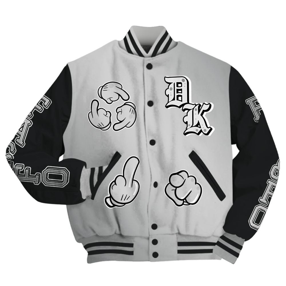 Varsity Jacket To Match Metallic Silver 14s - F Around Find Out Graphic All Over Print