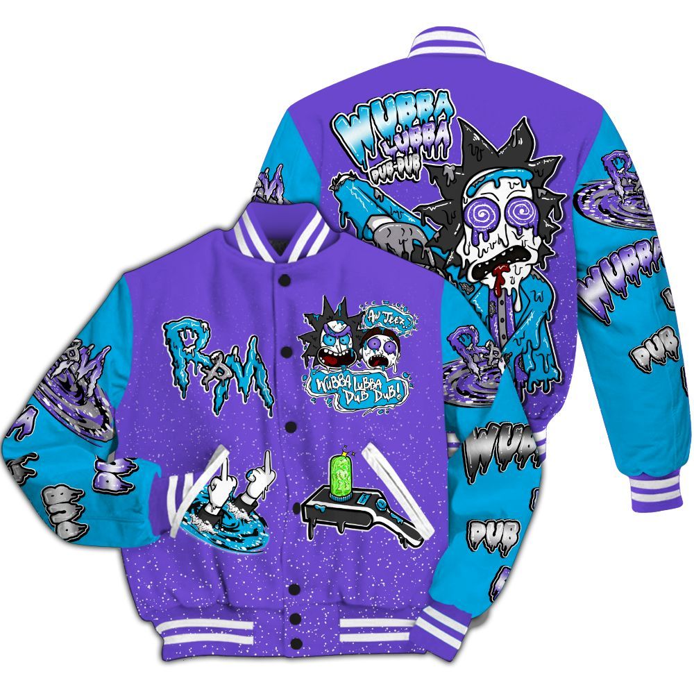 Varsity Jacket To Match Retro Aqua 8s - Wubba Rick Drip All Over Print