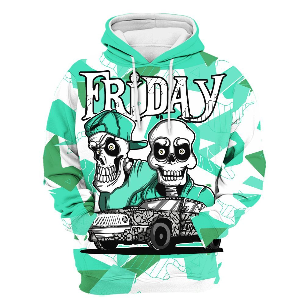 Hoodie To Match Black Green Glow 3s - Friday Funny Retro Green Glow 3s Outfit All Over Print